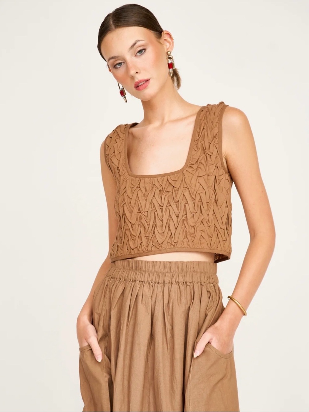Morro Smocked Top in Brownie